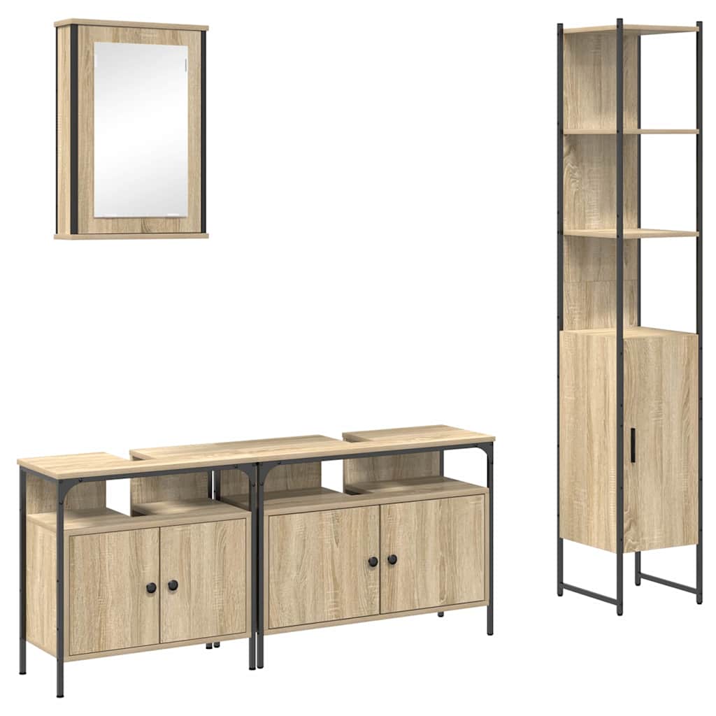 Bathroom Furniture Set 4 pcs Sonoma oak 33 x 33 x 185.5 cm