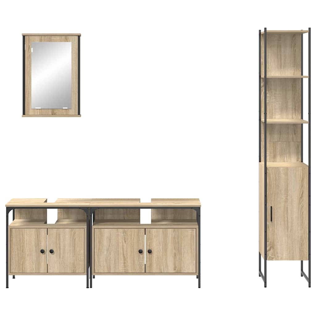 Bathroom Furniture Set 4 pcs Sonoma oak 33 x 33 x 185.5 cm