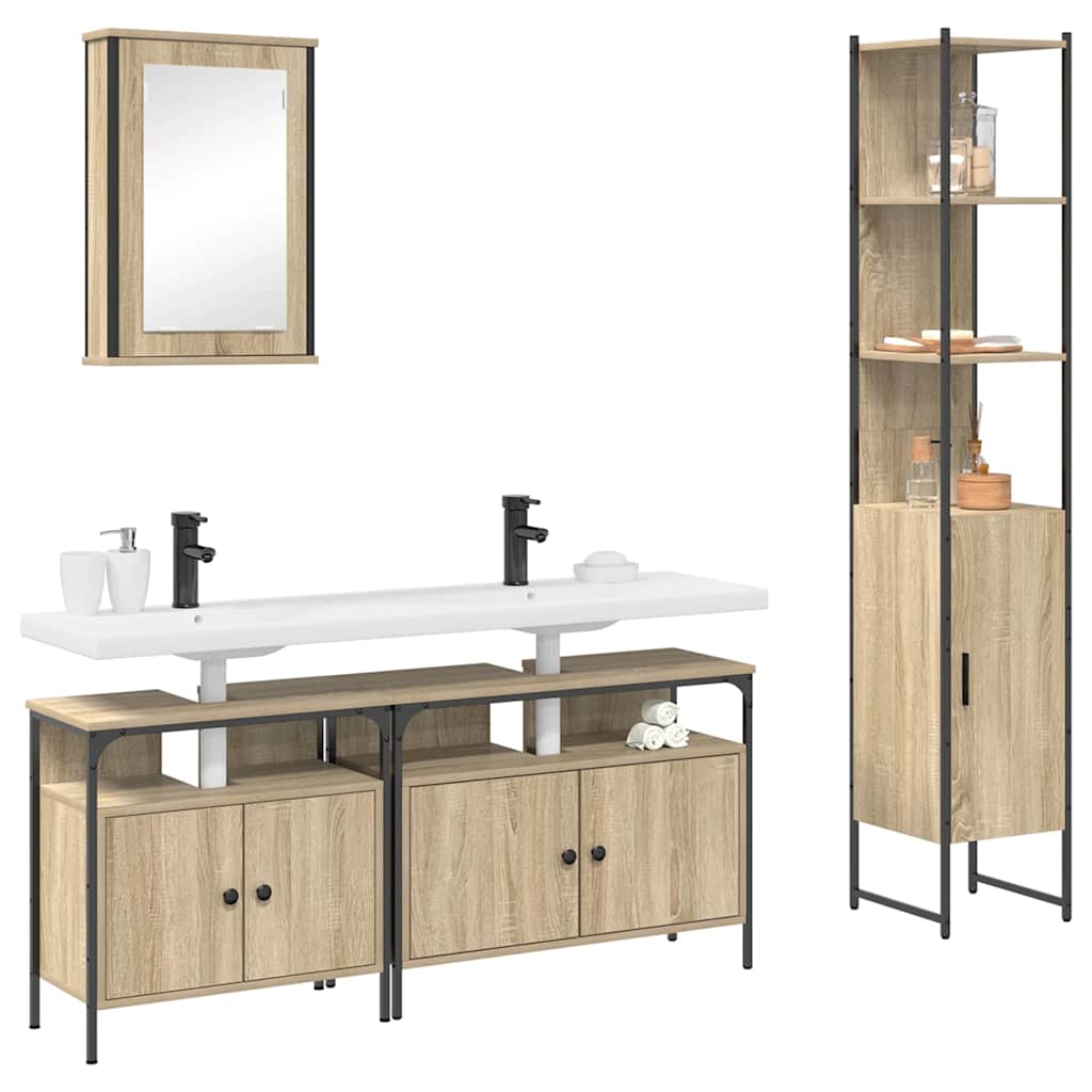 Bathroom Furniture Set 4 pcs Sonoma oak 33 x 33 x 185.5 cm