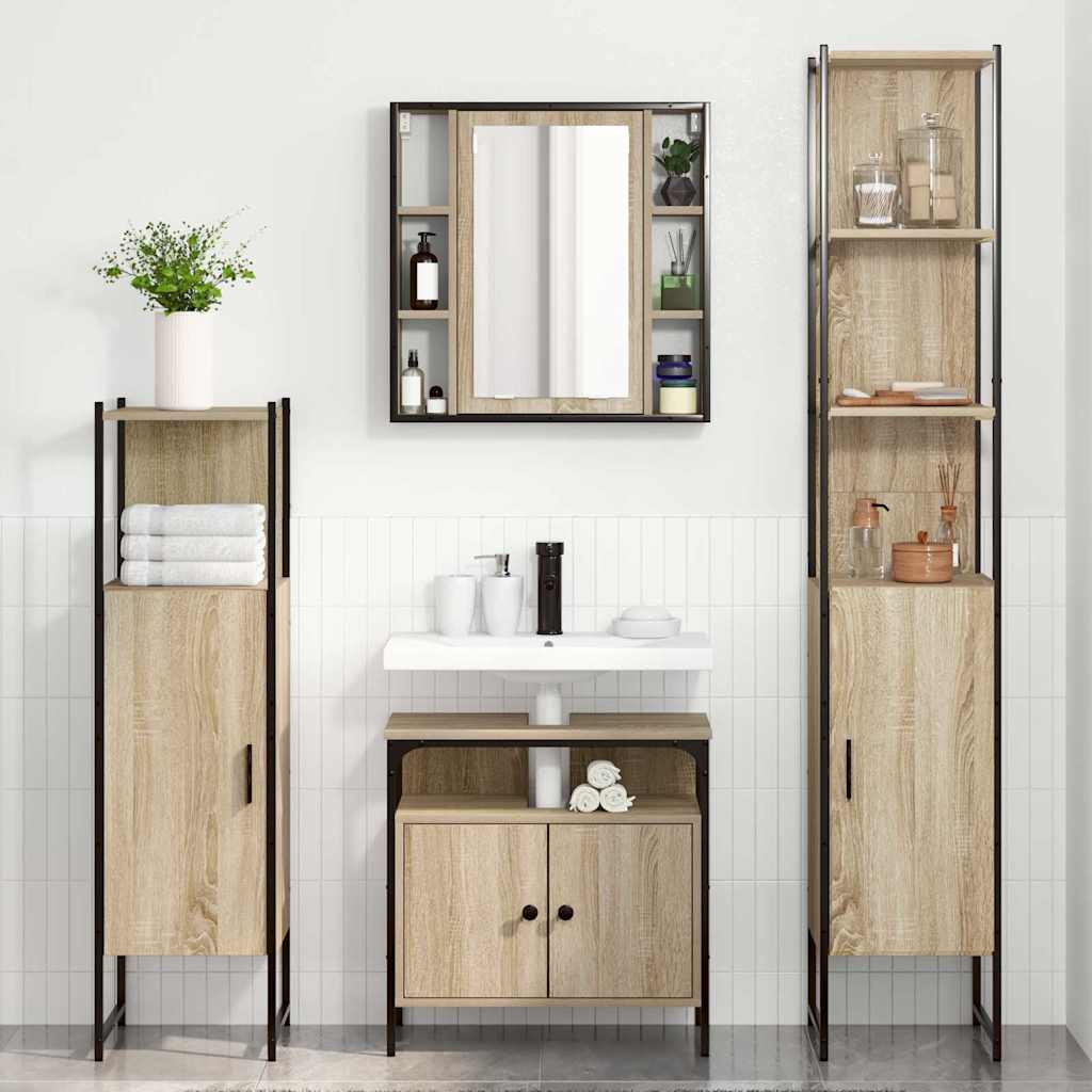 Bathroom Furniture Set 4 pcs Sonoma oak 33 x 33 x 185.5 cm