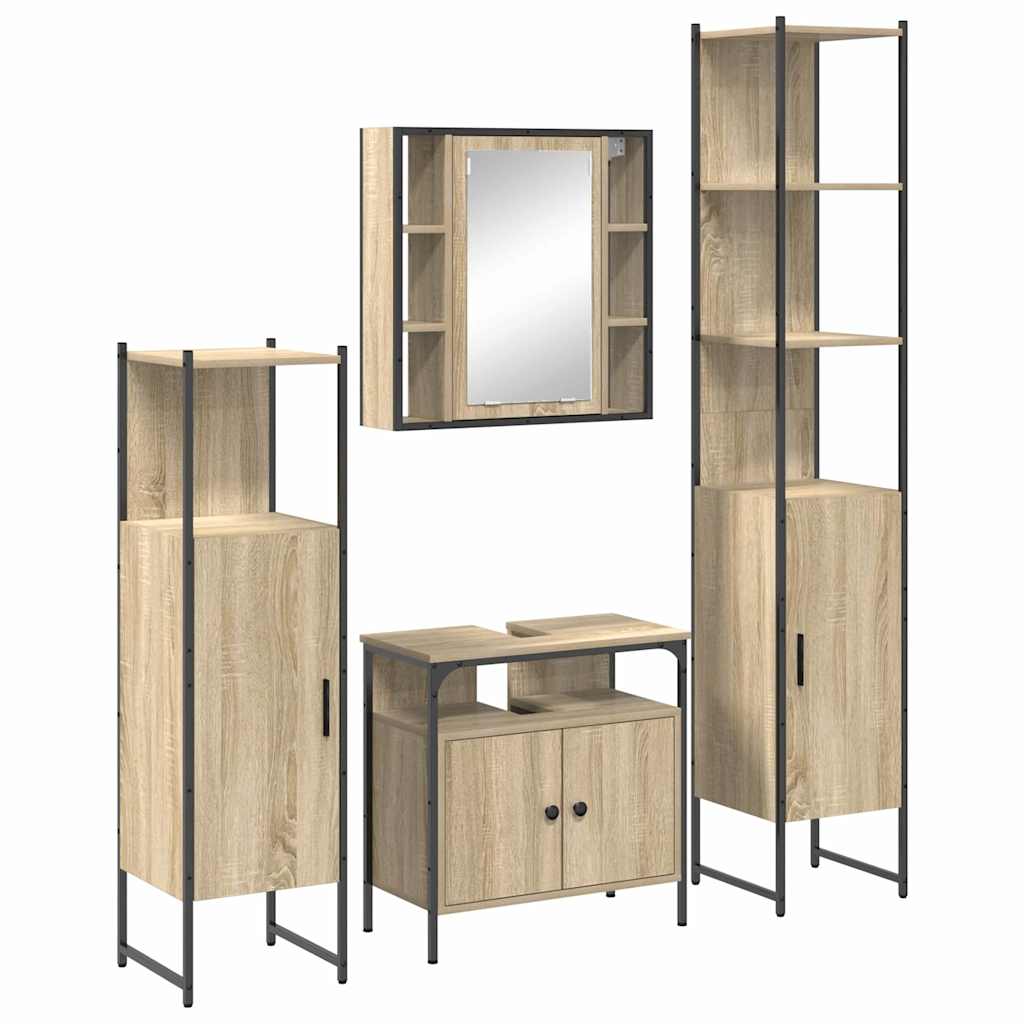 Bathroom Furniture Set 4 pcs Sonoma oak 33 x 33 x 185.5 cm