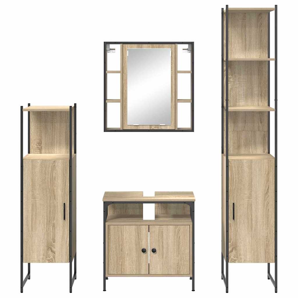 Bathroom Furniture Set 4 pcs Sonoma oak 33 x 33 x 185.5 cm
