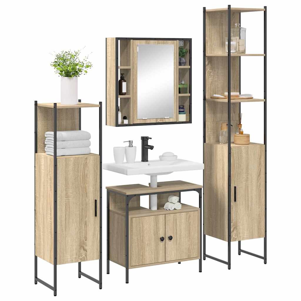 Bathroom Furniture Set 4 pcs Sonoma oak 33 x 33 x 185.5 cm