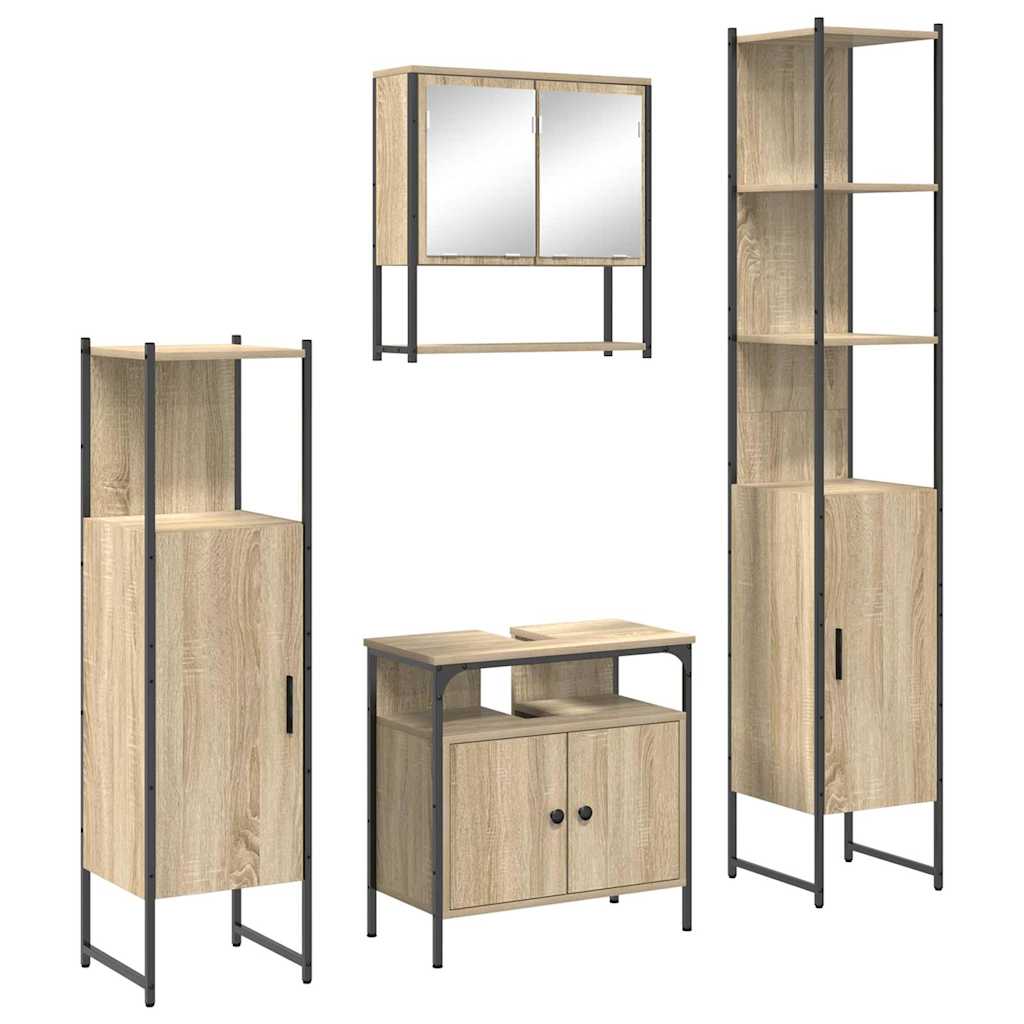 Bathroom Furniture Set 4 pcs Sonoma oak 33 x 33 x 185.5 cm
