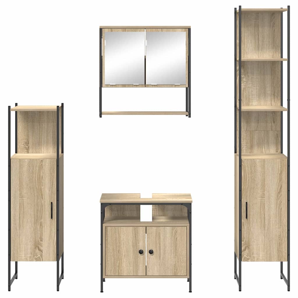 Bathroom Furniture Set 4 pcs Sonoma oak 33 x 33 x 185.5 cm