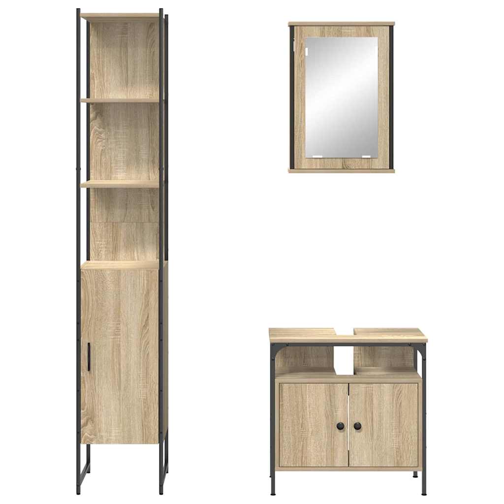 Bathroom Furniture Set 3 pcs Sonoma oak 33 x 33 x 185.5 cm
