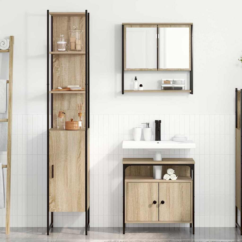 Bathroom Furniture Set 3 pcs Sonoma oak 33 x 33 x 185.5 cm