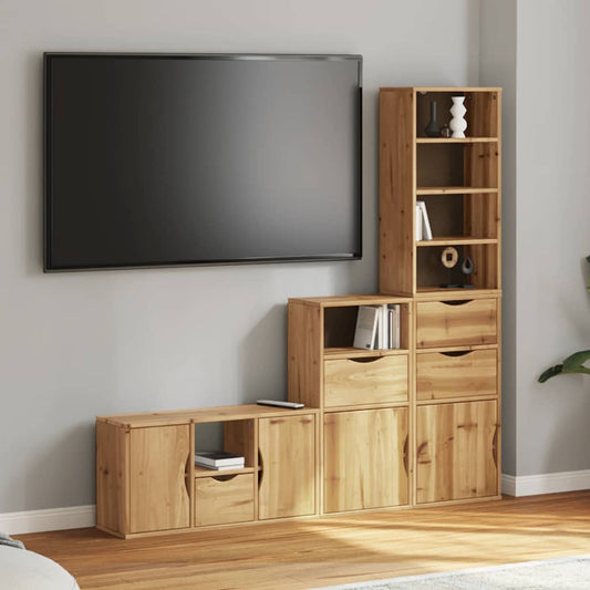 4 Piece TV Units with Storage ODDA Solid Wood Pine
