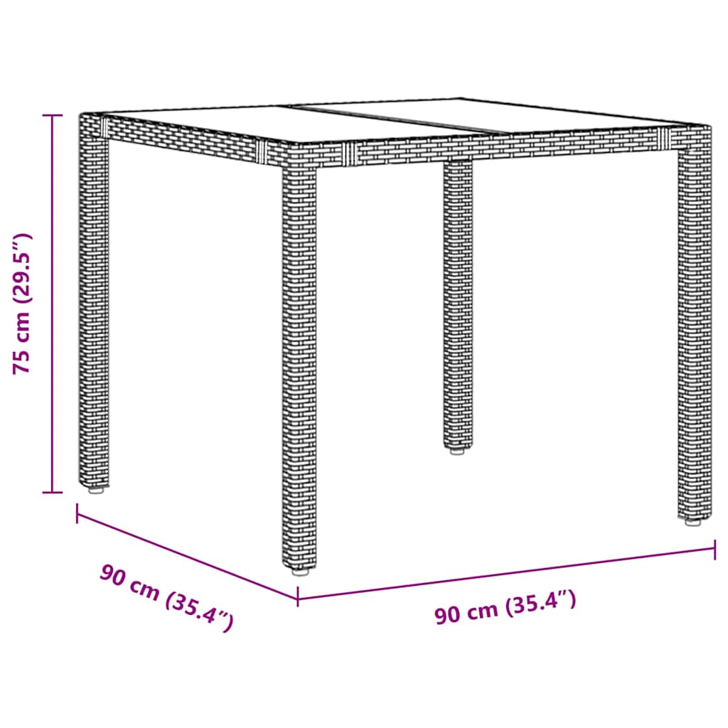 Garden Dining Set 3 pcs Black 90 x 90 x 75 cm Poly Rattan