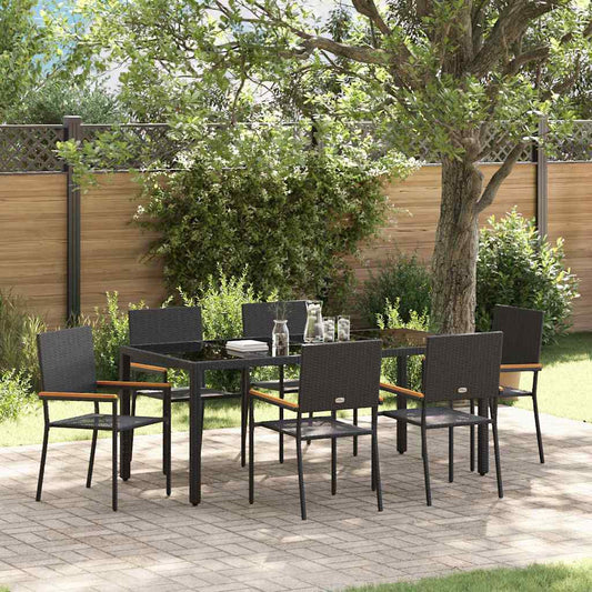 Garden Dining Set 7 pcs Black 190 x 90 x 75 cm Poly Rattan