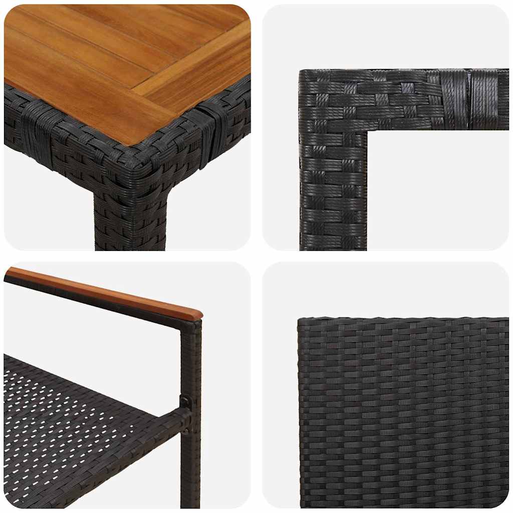 Garden Dining Set 3 pcs Black and Brown 90 x 90 x 75 cm