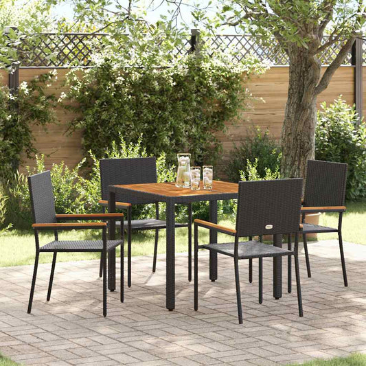 Garden Dining Set 5 pcs Black and Brown 90 x 90 x 75 cm