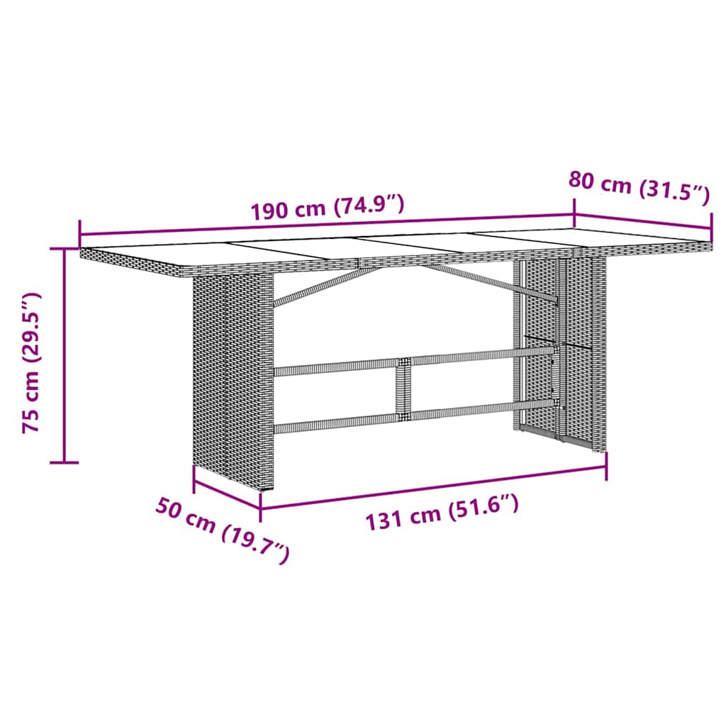 Garden Dining Set 7 pcs Black 190 x 80 x 75 cm Poly Rattan