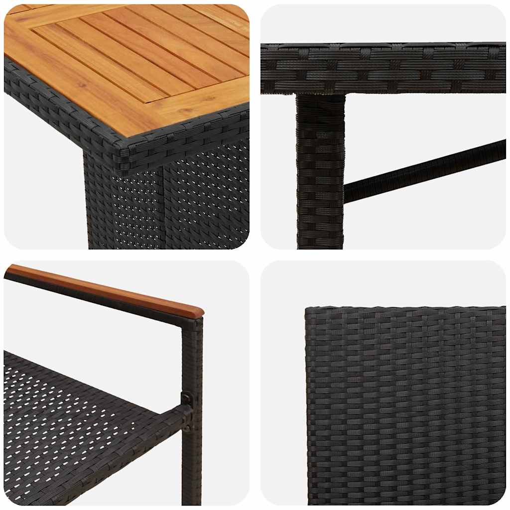 Garden Dining Set 7 pcs Black and Brown 190 x 80 x 75 cm