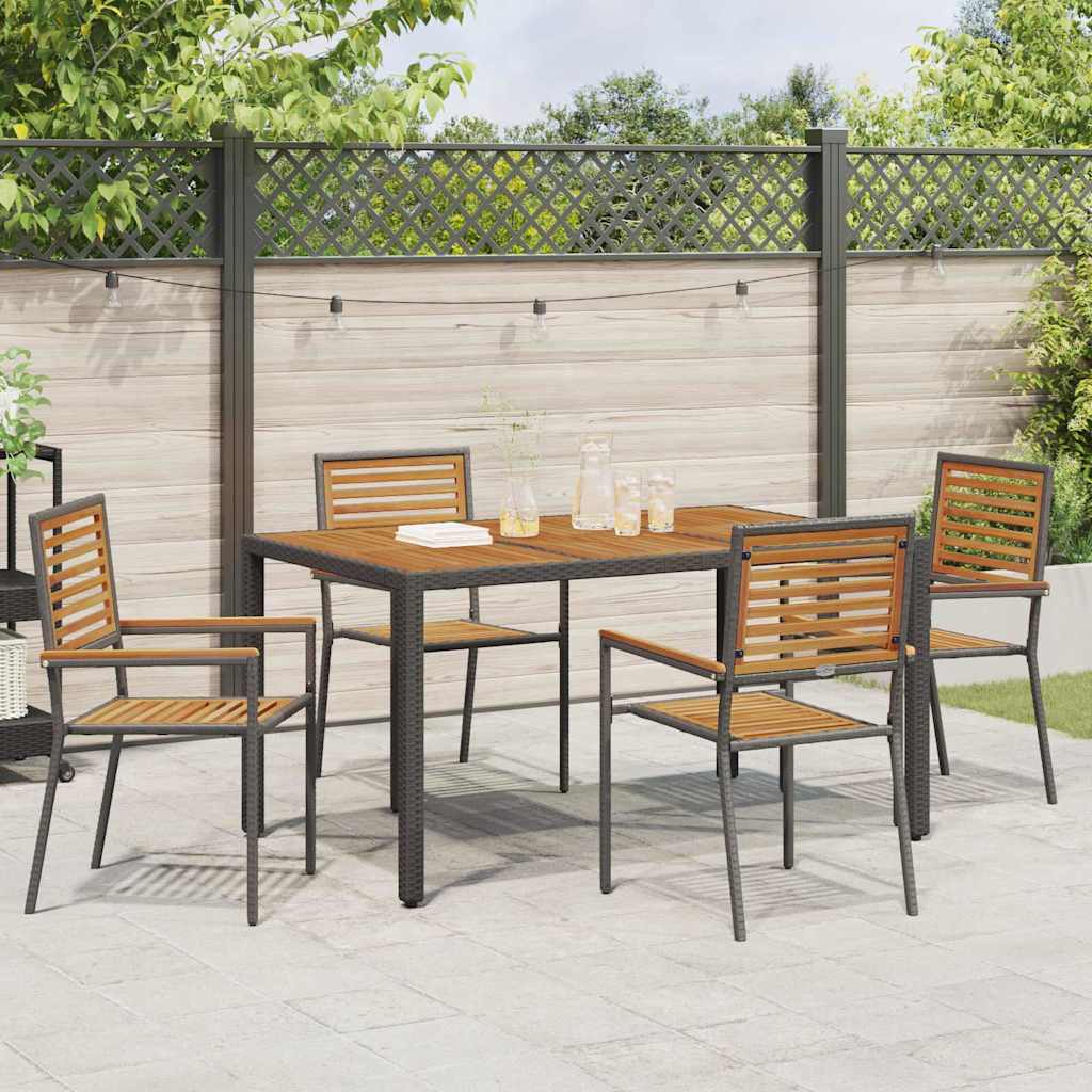 Garden Dining Set 5 pcs Black 150 x 90 x 75 cm Poly Rattan