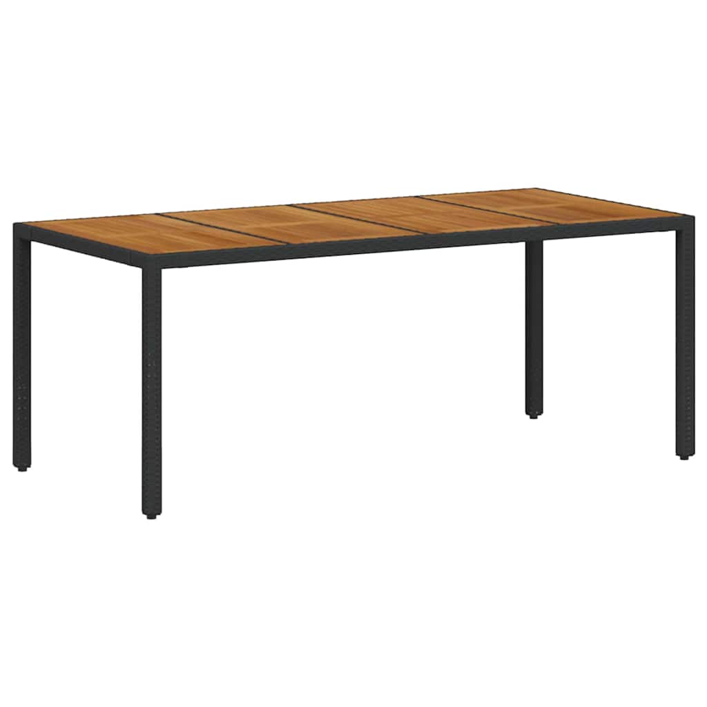 Garden Dining Set 7 pcs Black and Wood 190 x 90 x 75 cm