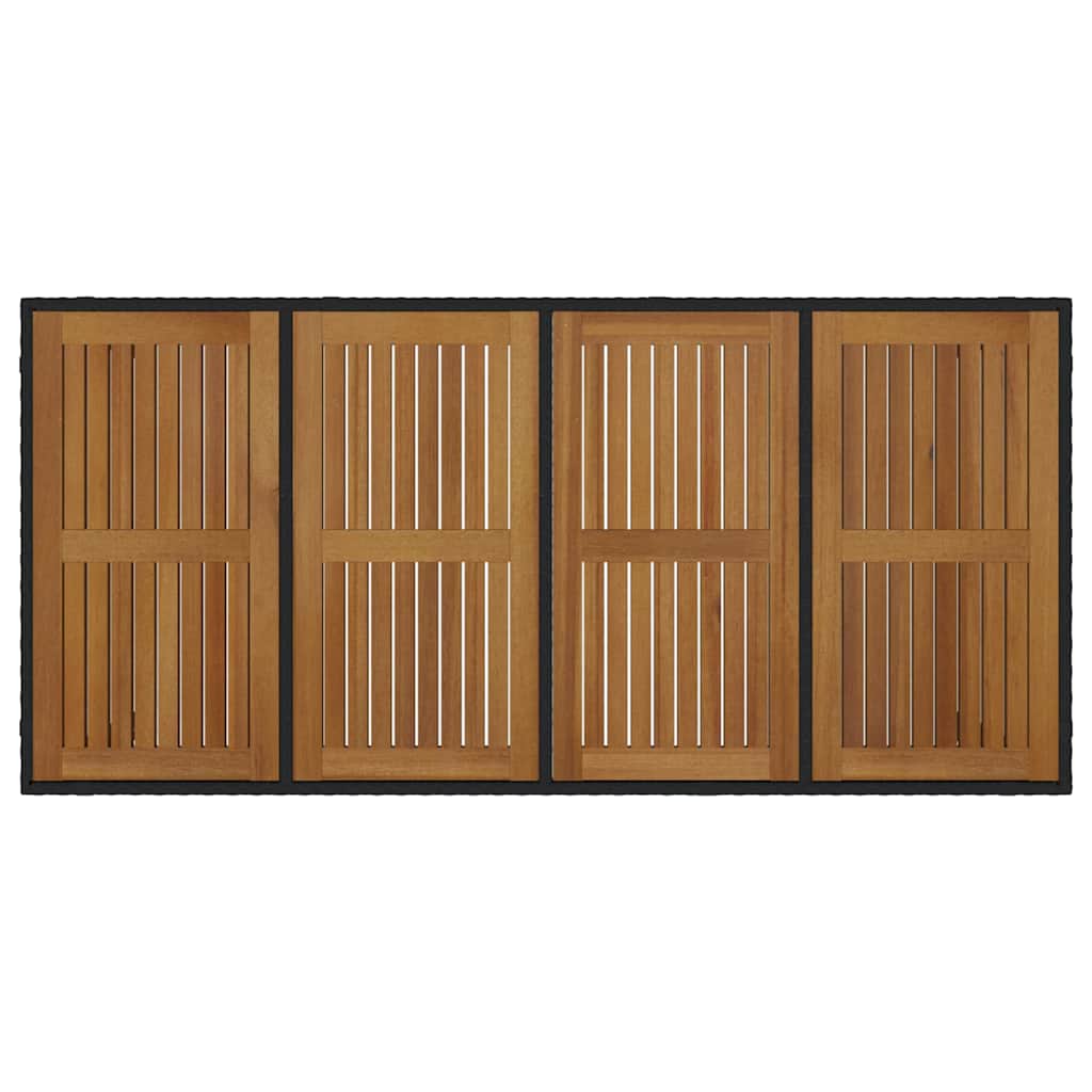 Garden Dining Set 7 pcs Black and Wood 190 x 90 x 75 cm