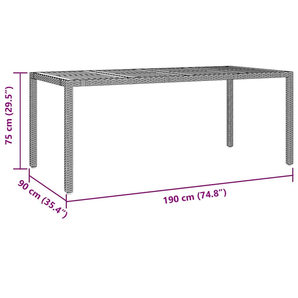 Garden Dining Set 9 pcs Grey and Brown 190 x 90 x 75 cm