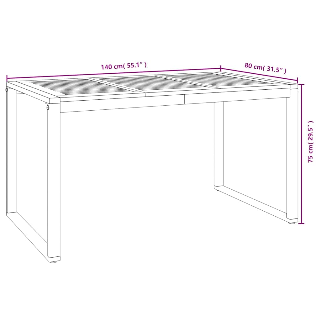 Garden Dining Set 5 pcs Black and Wood 140 x 80 x 75 cm