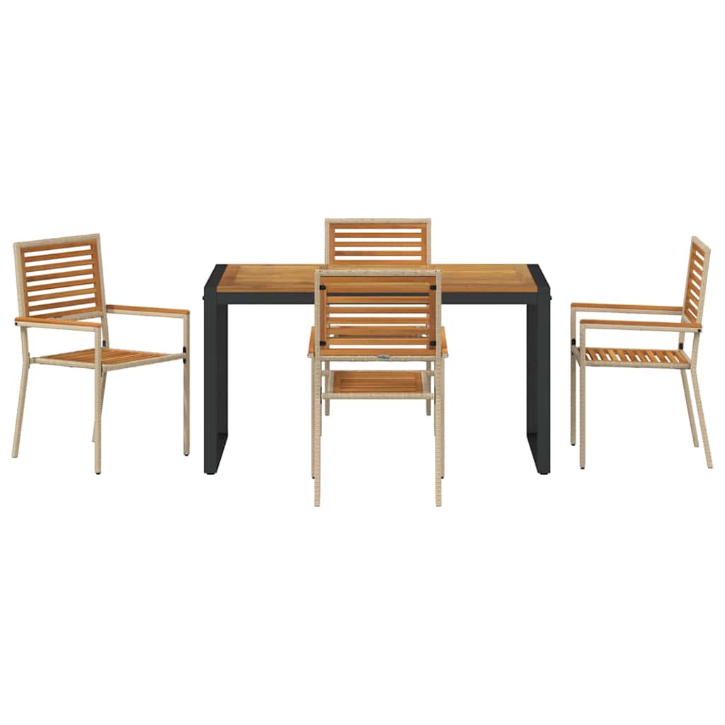 Garden Dining Set 5 pcs Beige 140 x 80 x 75 cm Poly Rattan