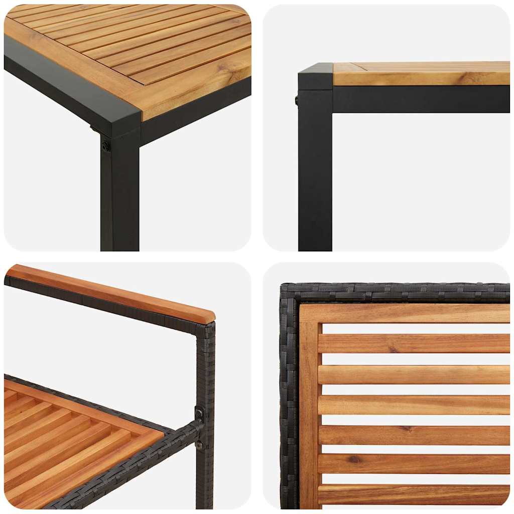 Garden Dining Set 7 pcs Black 200 x 80 x 75 cm Poly Rattan