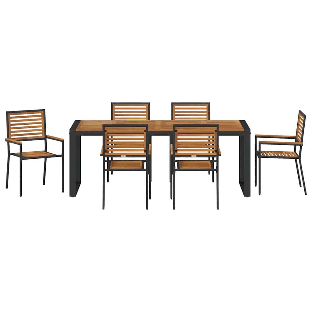 Garden Dining Set 7 pcs Black 200 x 80 x 75 cm Poly Rattan