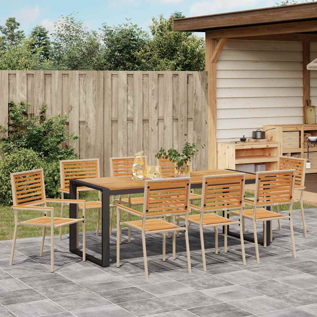 Garden Dining Set 9 pcs Beige 200 x 80 x 75 cm Poly Rattan