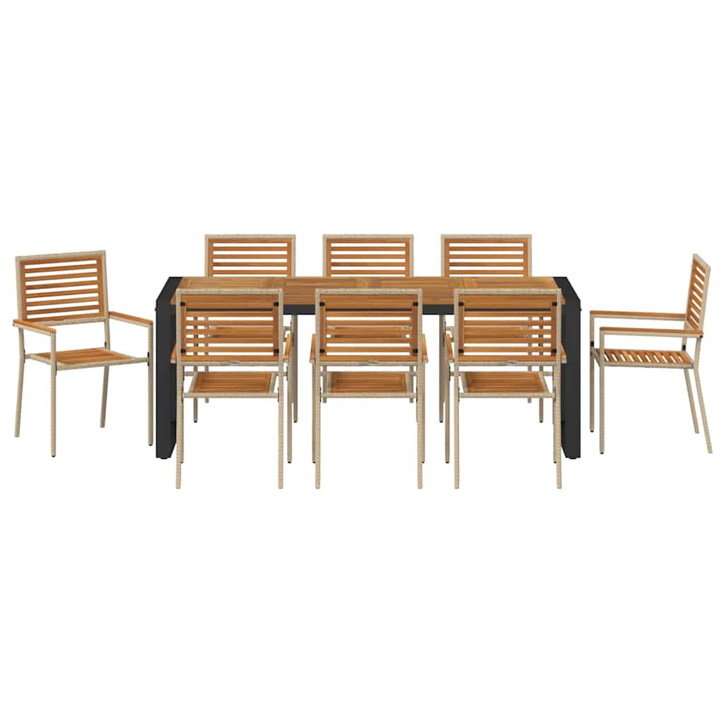 Garden Dining Set 9 pcs Beige 200 x 80 x 75 cm Poly Rattan