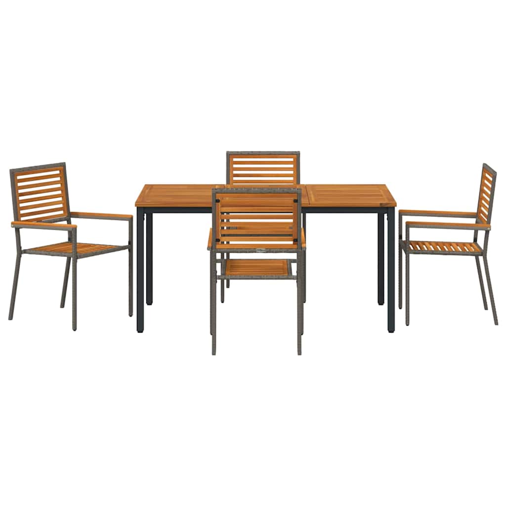 Garden Dining Set 5 pcs Grey 150 x 90 x 75 cm Poly Rattan