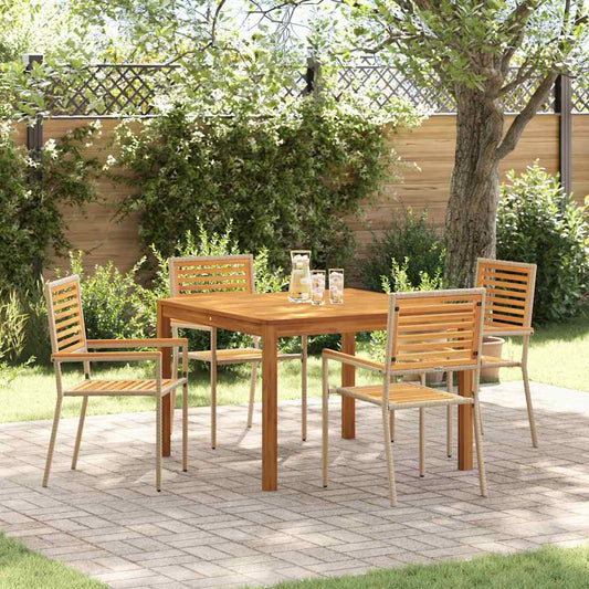Garden Dining Set 5 pcs Beige Poly rattan