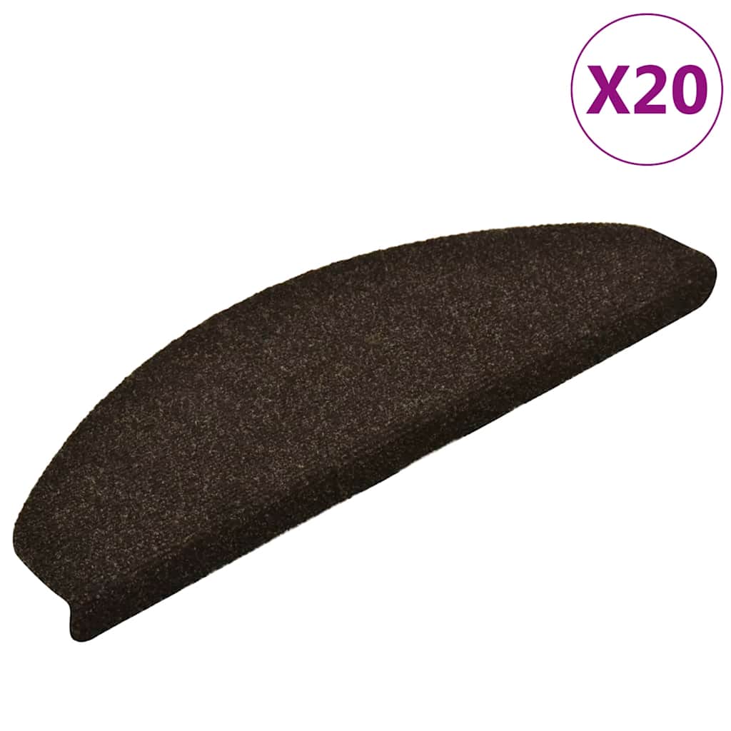 Stair Mats Self-adhesive 20 pcs 65x21x4 cm Dark Brown Half Round Large