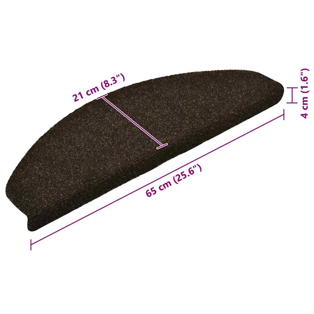 Stair Mats Self-adhesive 20 pcs 65x21x4 cm Dark Brown Half Round Large