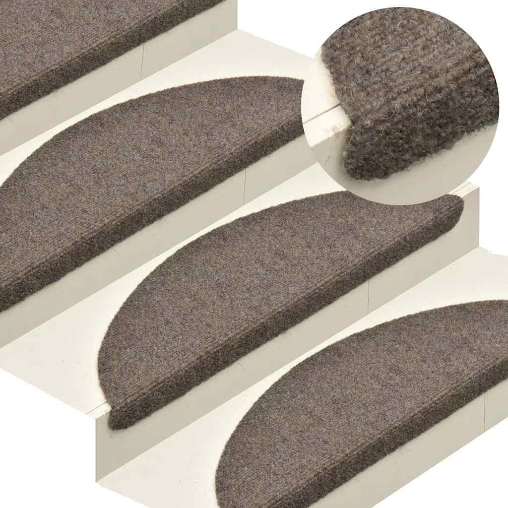 Stair Mats Self-adhesive 20 pcs 65x21x4 cm Beige Half Round Large