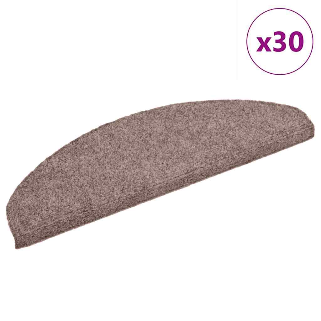 Stair Mats Self-adhesive 30 pcs 65x21x4 cm Light Brown Half Round Large