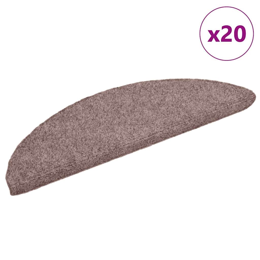 Stair Mats Self-adhesive 20 pcs 56x17x3 cm Light Brown Half Round