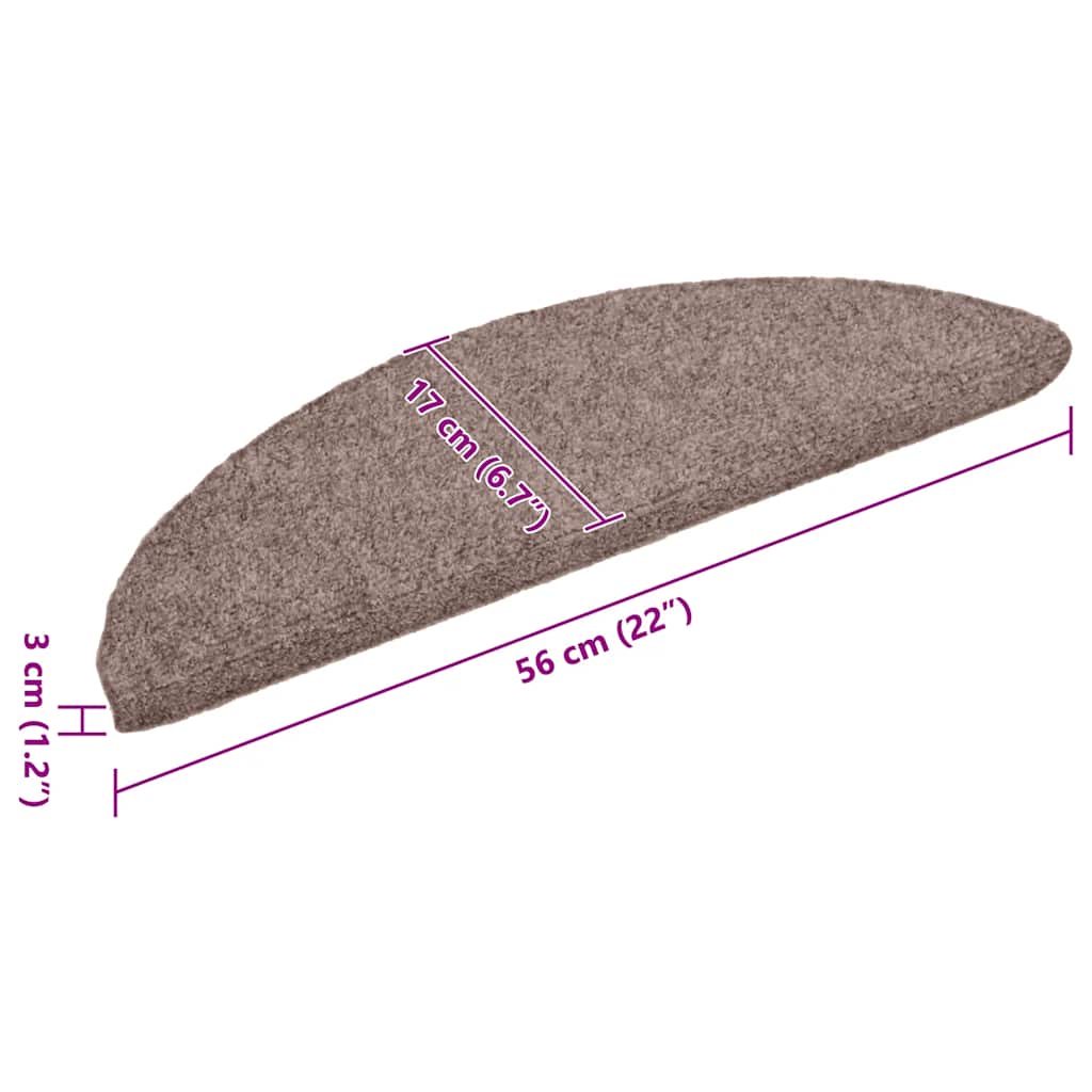 Stair Mats Self-adhesive 20 pcs 56x17x3 cm Light Brown Half Round