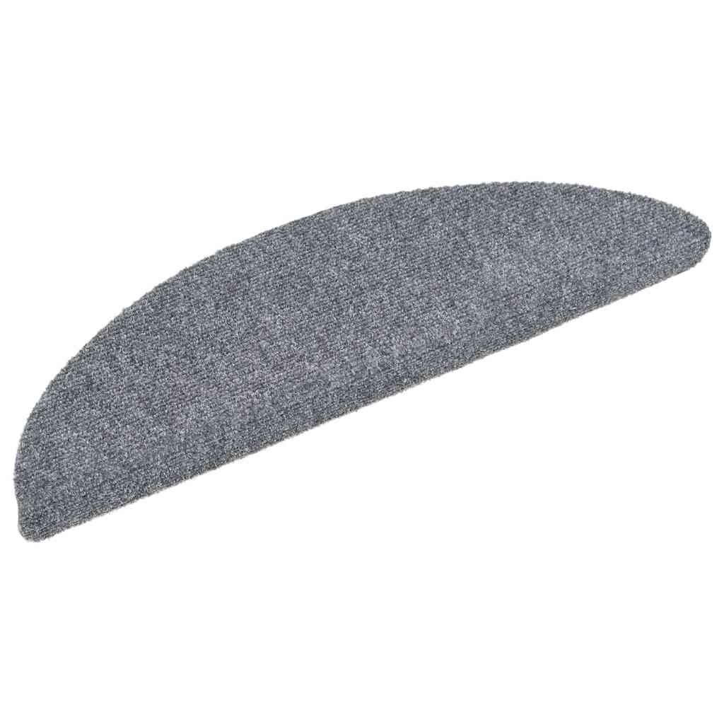 Stair Mats Self-adhesive 20 pcs 56x17x3 cm Light Grey Half Round