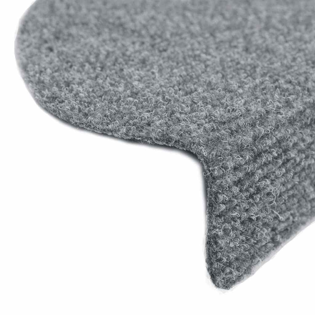 Stair Mats Self-adhesive 20 pcs 56x17x3 cm Light Grey Half Round