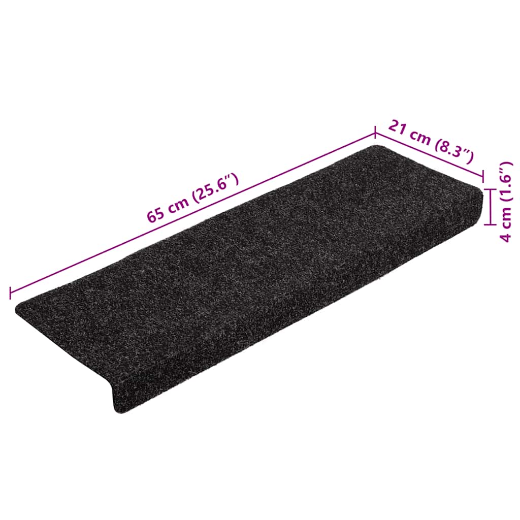 Stair Mats Self-adhesive 20 pcs 65x21x4 cm Black Rectangular Edge