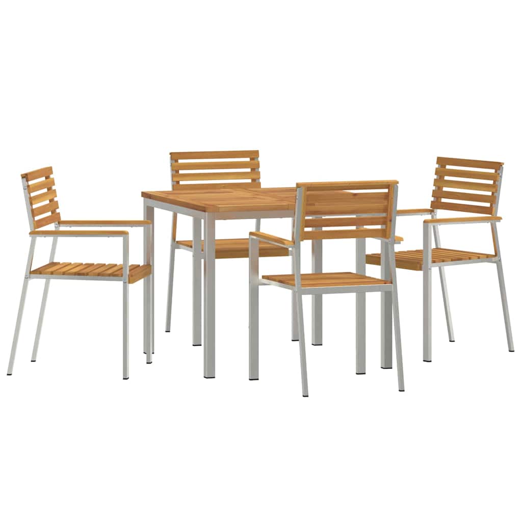 GardenDiningSet 5 pcs Brown SolidAcaciawood