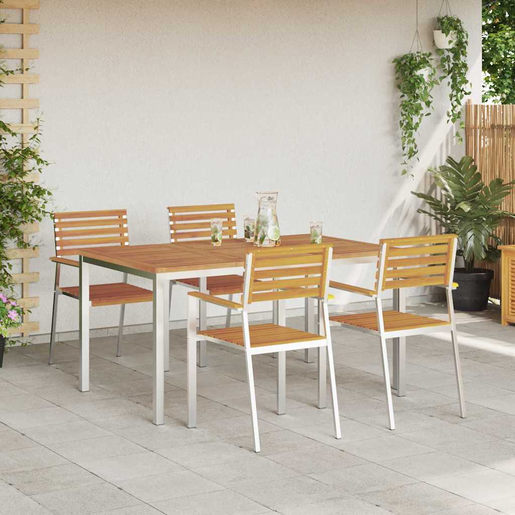 GardenDiningSet 5 pcs Brown SolidAcaciawood