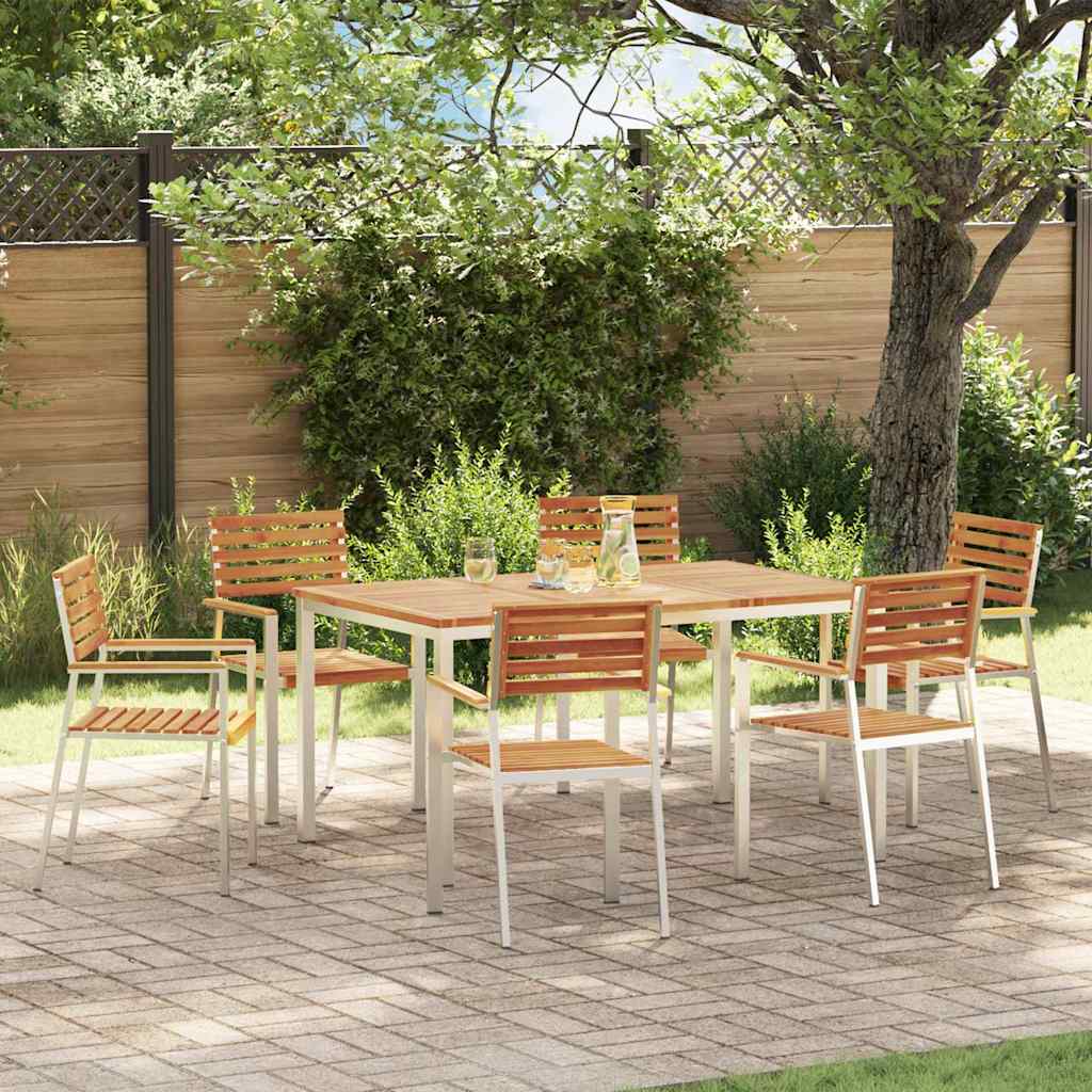 GardenDiningSet 7 pcs Brown SolidAcaciawood