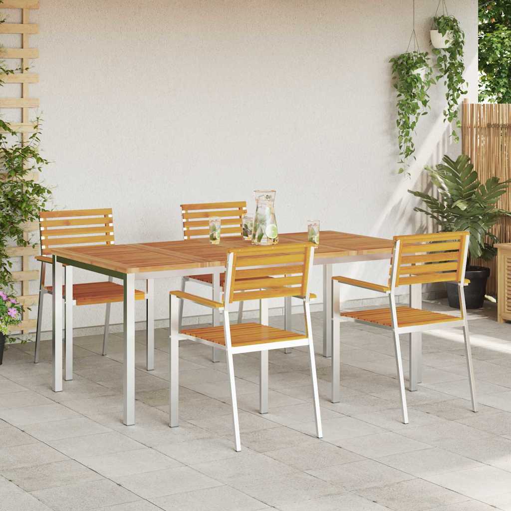 GardenDiningSet 5 pcs Brown SolidAcaciawood