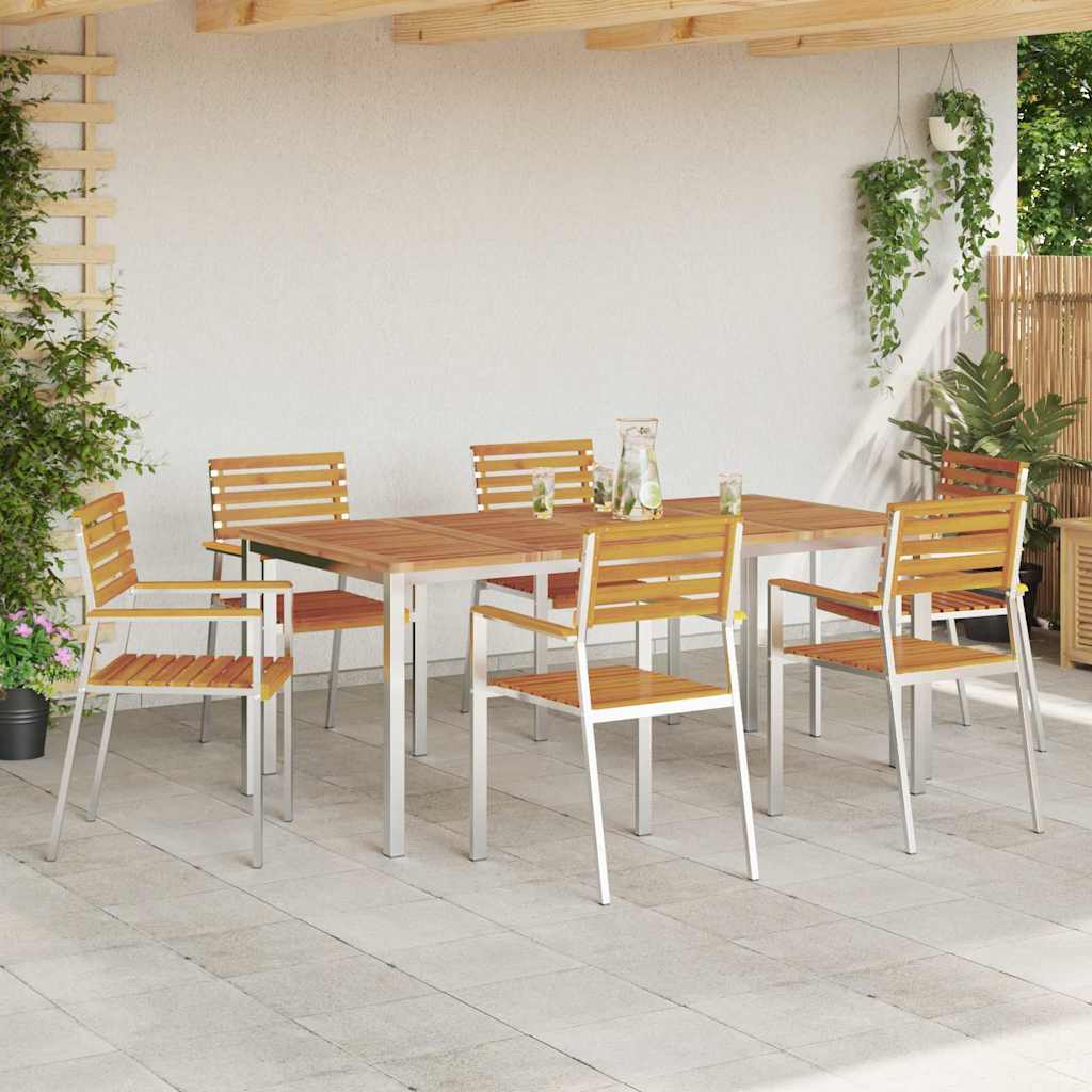 GardenDiningSet 7 pcs Brown SolidAcaciawood