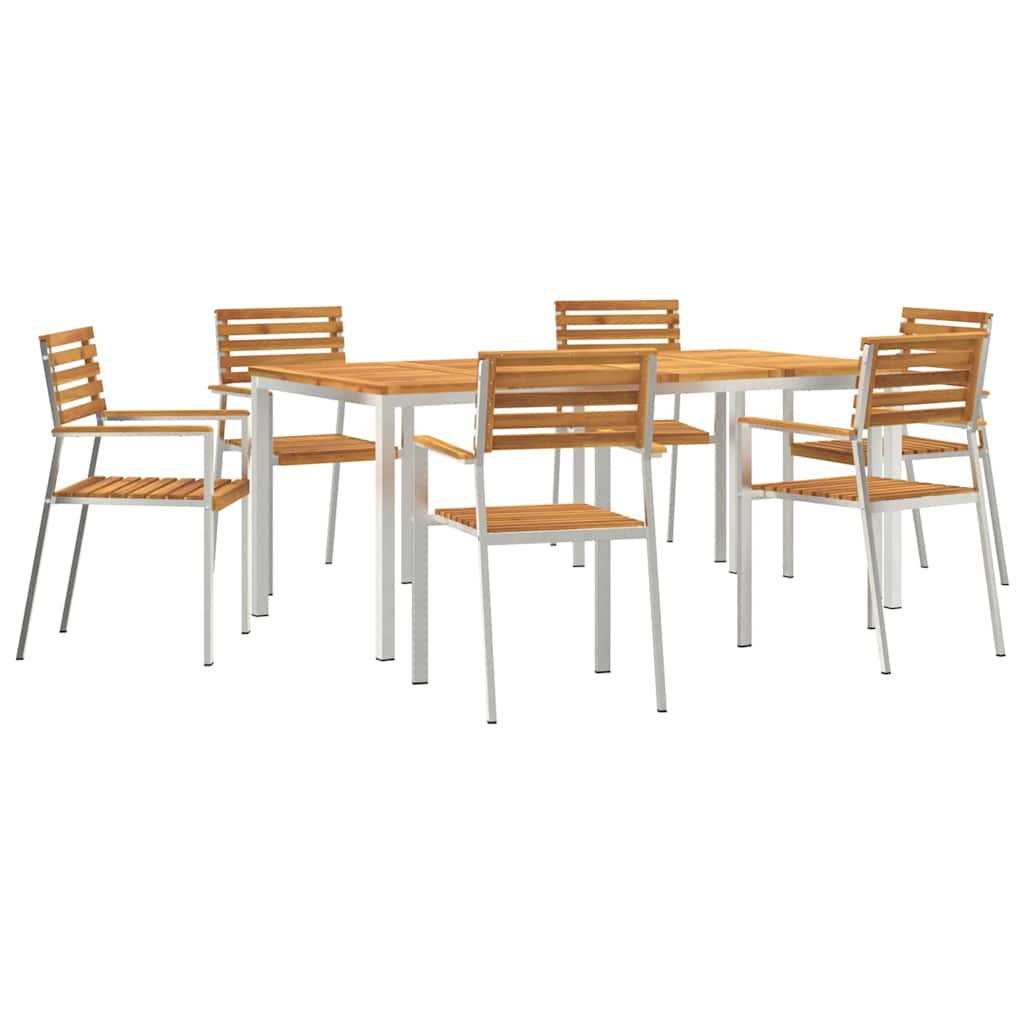 GardenDiningSet 7 pcs Brown SolidAcaciawood