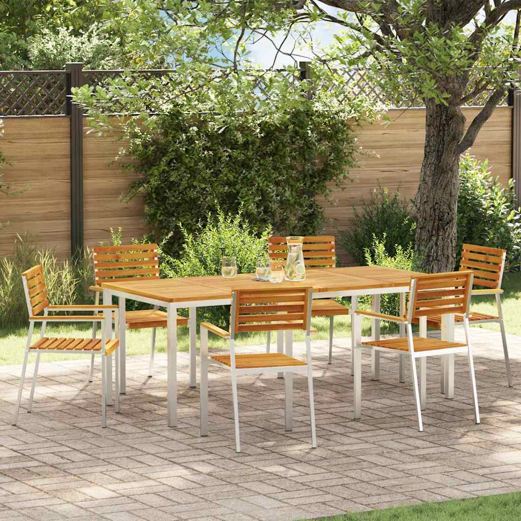 GardenDiningSet 7 pcs Brown SolidAcaciawood