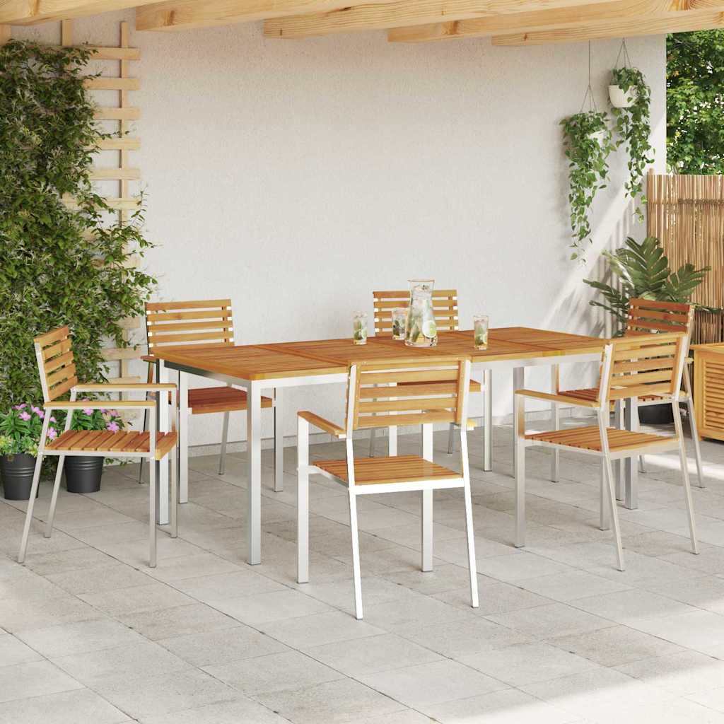 GardenDiningSet 7 pcs Brown SolidAcaciawood