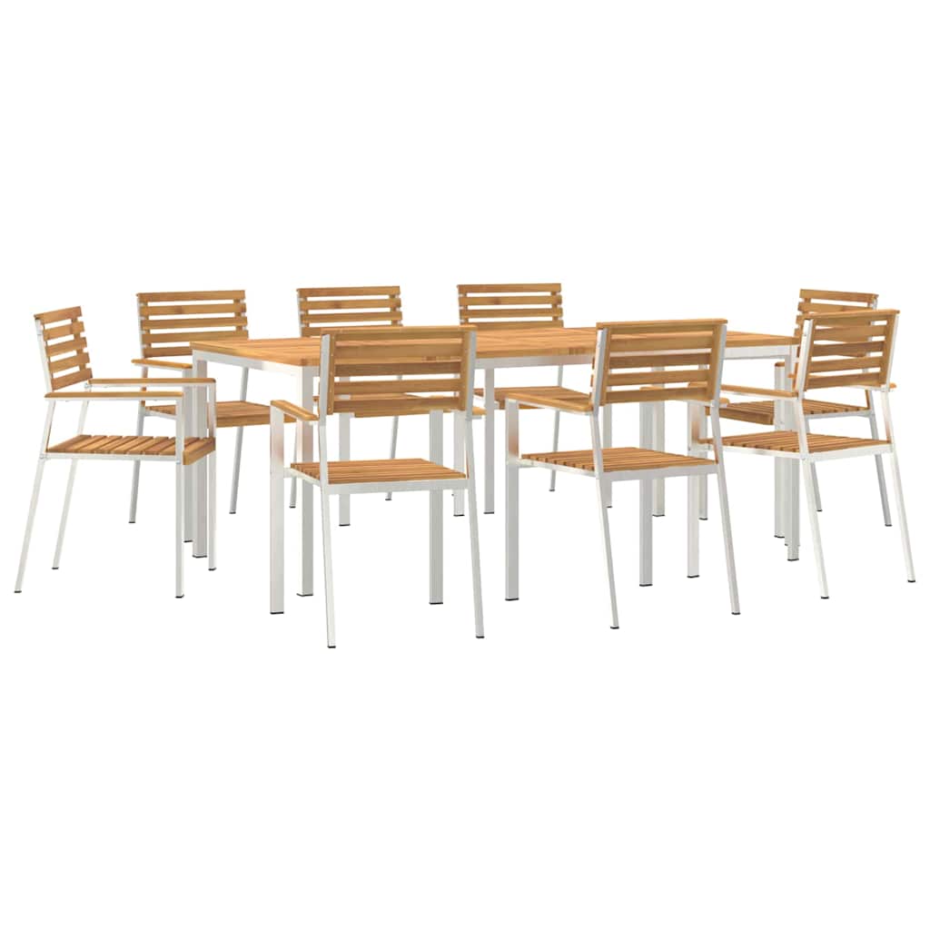 GardenDiningSet 9 pcs Brown SolidAcaciawood