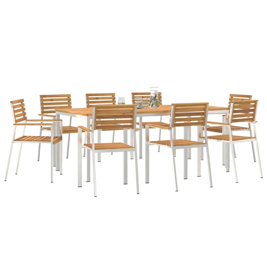GardenDiningSet 9 pcs Brown SolidAcaciawood