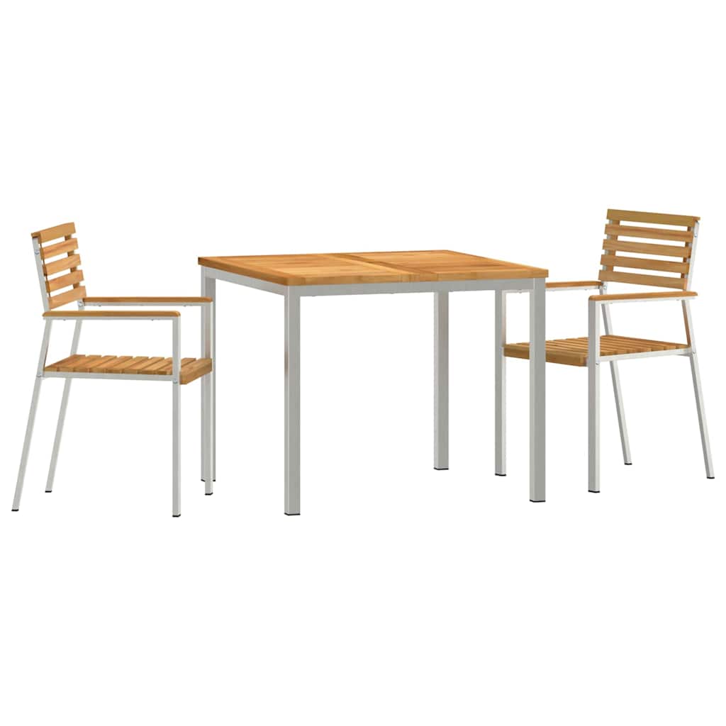 GardenDiningSet 3 pcs Brown SolidTeakwood